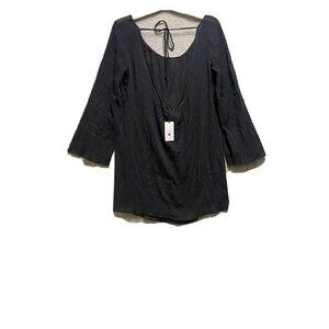 Shade & Shore Women’s Black  Sheer Cotton Back Tie Top Small New